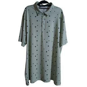 Adidas Golf Ultimate All Over Print Polo Shirt Men's Size 2XL XXL Mint/Lt Green